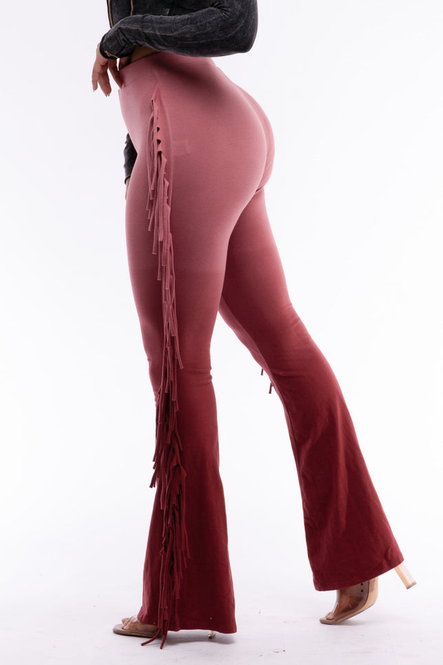 Dip wash fringe flared pants - Muvin 