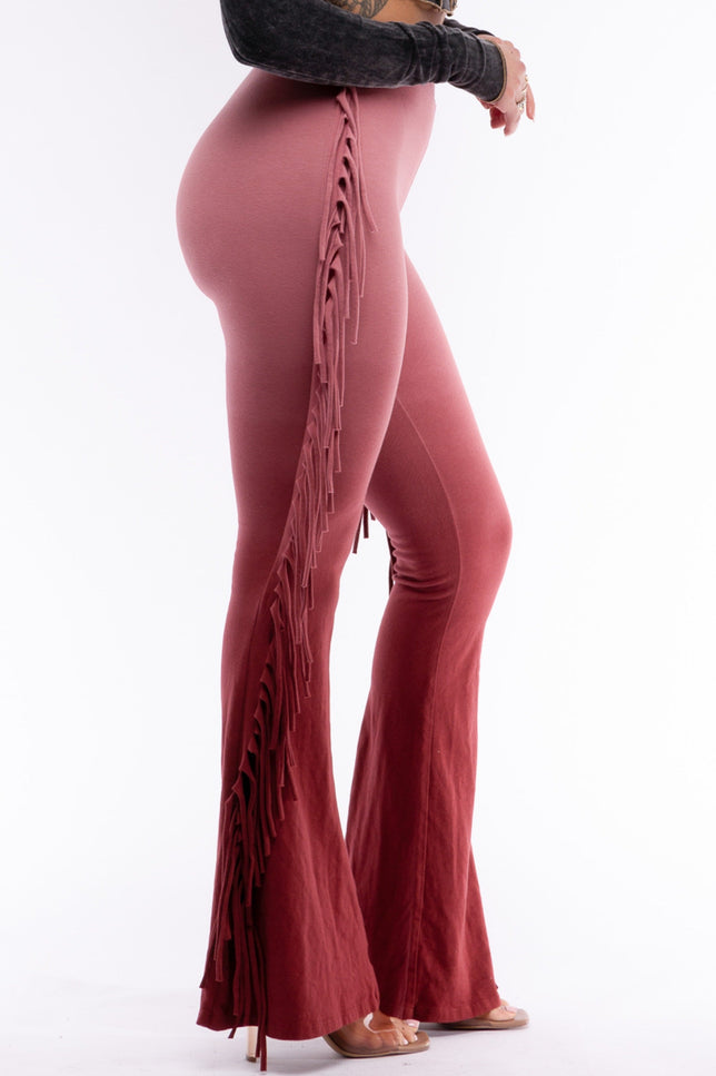 Dip wash fringe flared pants - Muvin 