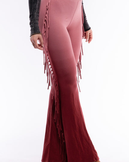Dip wash fringe flared pants - Muvin 