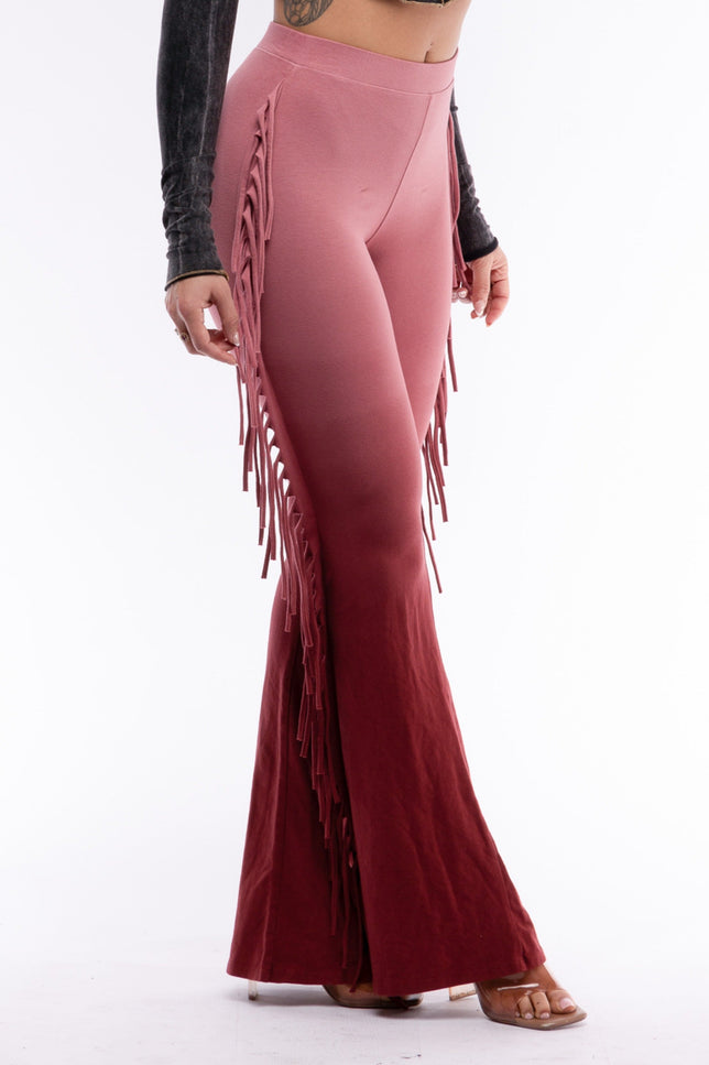 Dip wash fringe flared pants - Muvin 