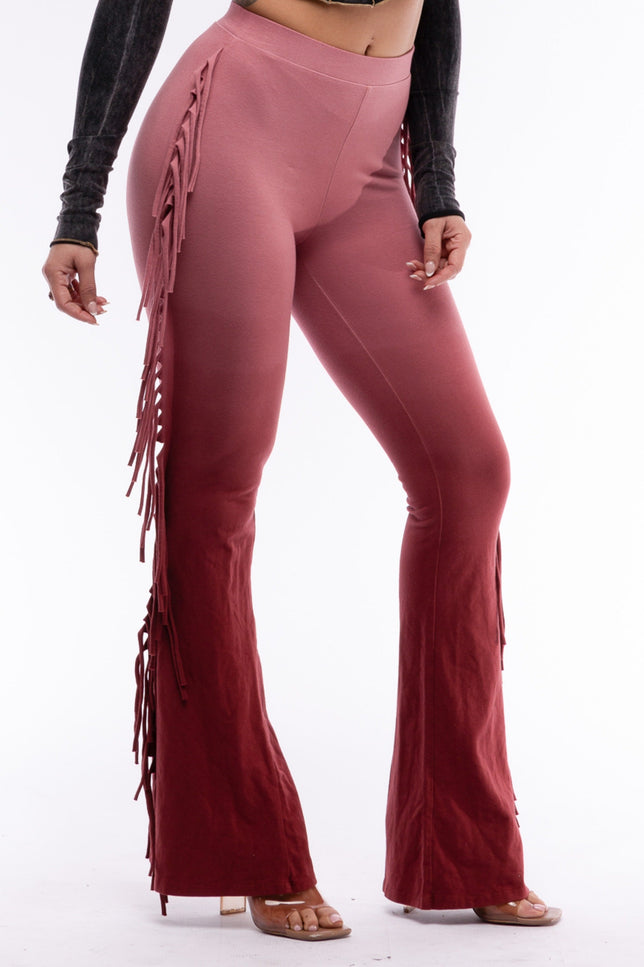 Dip wash fringe flared pants - Muvin 