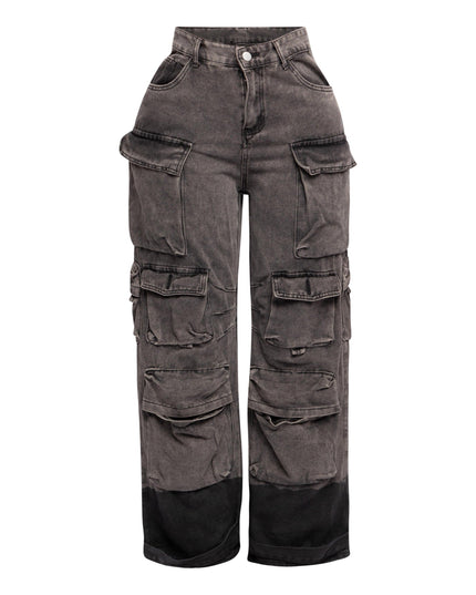 Ombre washed denim pants with pocket - Muvin 