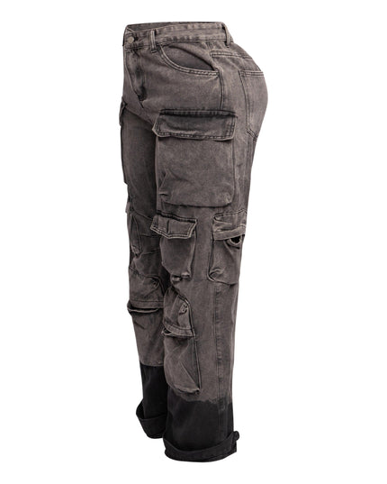 Ombre washed denim pants with pocket - Muvin 