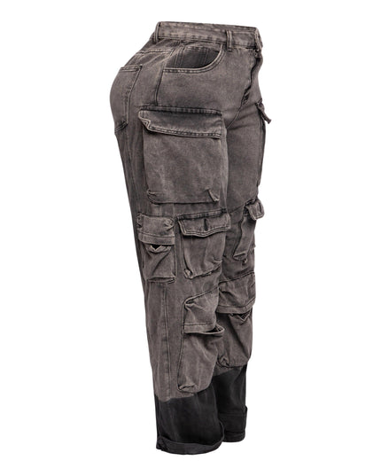 Ombre washed denim pants with pocket - Muvin 