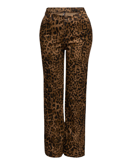 Leopard printed wide leg pants - Muvin 