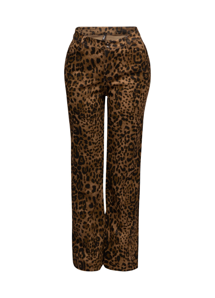 Leopard printed wide leg pants - Muvin 