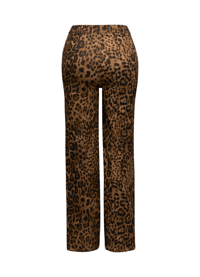 Leopard printed wide leg pants - Muvin 