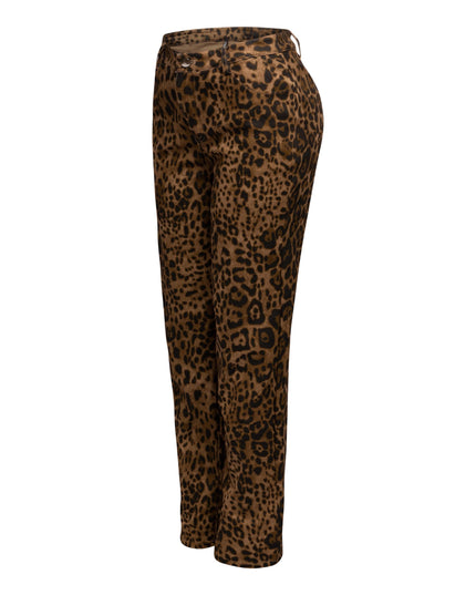 Leopard printed wide leg pants - Muvin 
