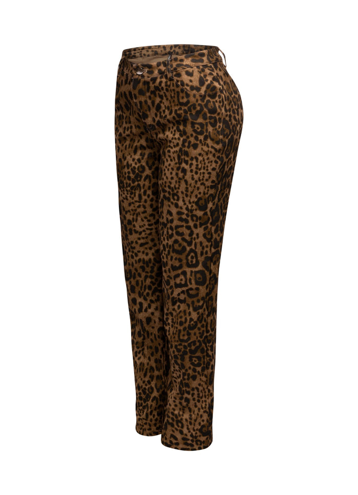 Leopard printed wide leg pants - Muvin 