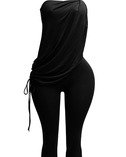 Strapless draping detailed capri jumpsuit - Muvin 