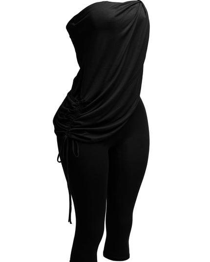 Strapless draping detailed capri jumpsuit - Muvin 