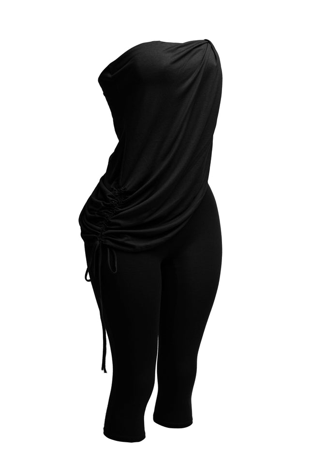 Strapless draping detailed capri jumpsuit - Muvin 