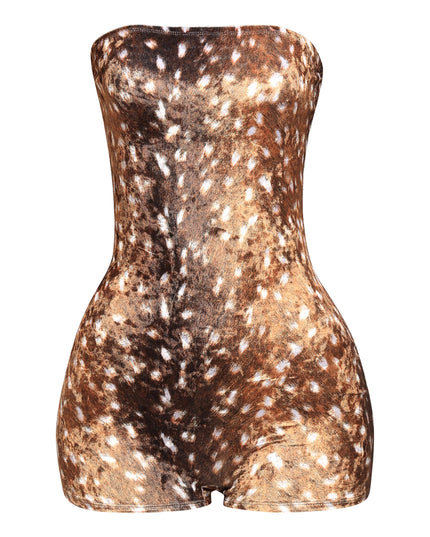 Deer printed velvet romper - Muvin 