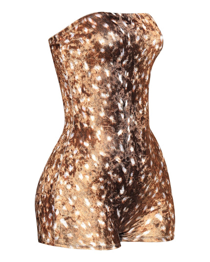 Deer printed velvet romper - Muvin 