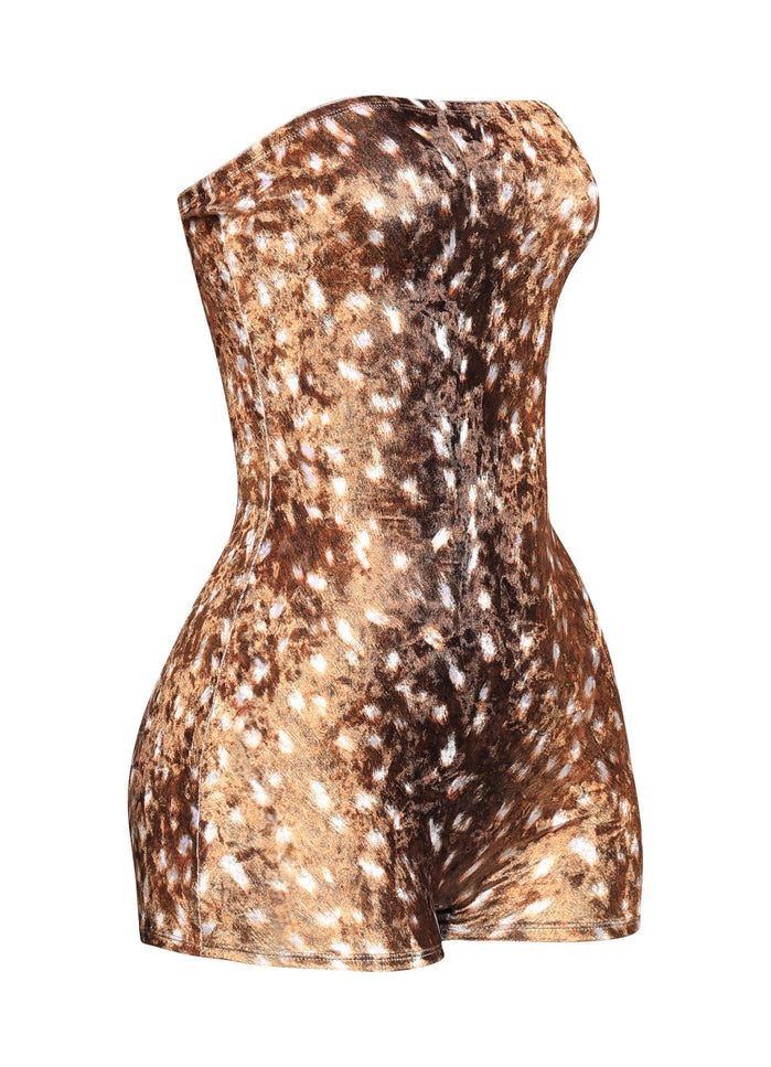 Deer printed velvet romper - Muvin 