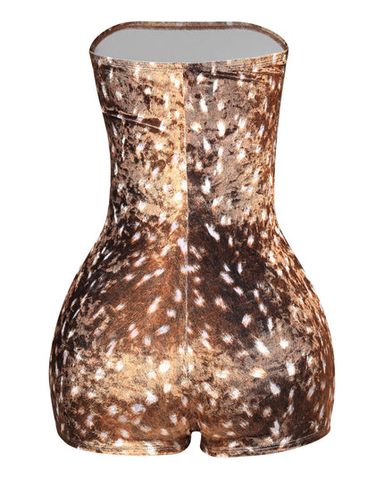 Deer printed velvet romper - Muvin 