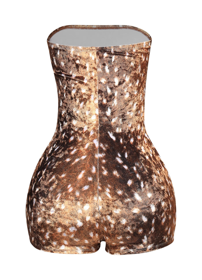 Deer printed velvet romper - Muvin 