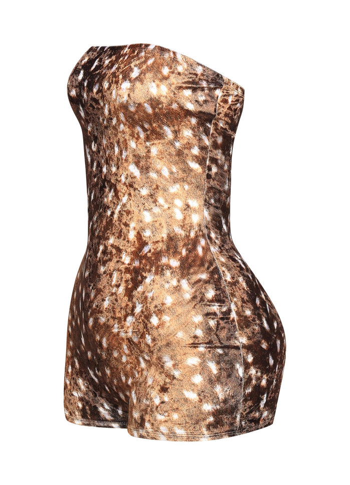 Deer printed velvet romper - Muvin 