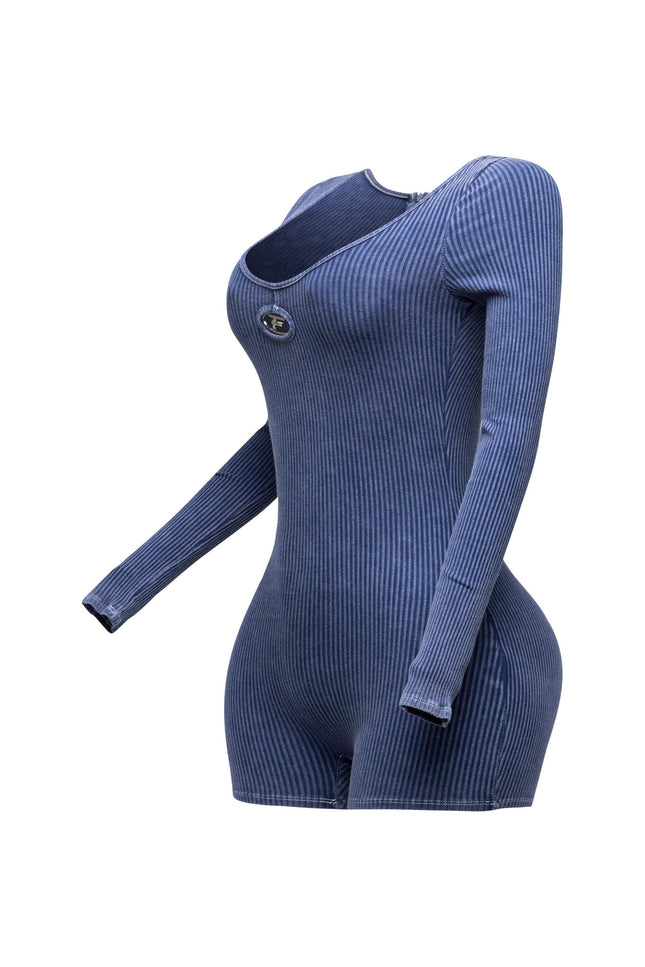 Mineral washed long sleeve romper - Muvin 