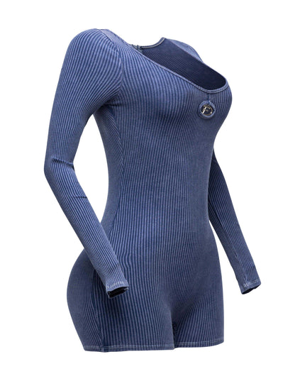 Mineral washed long sleeve romper - Muvin 