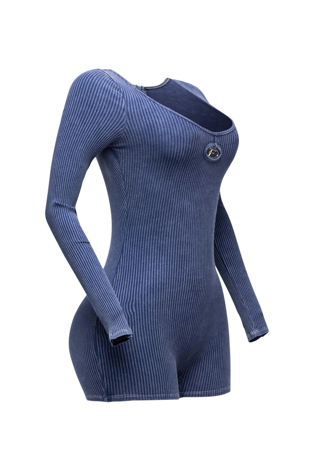 Mineral washed long sleeve romper - Muvin 