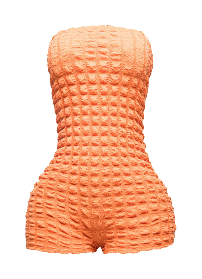 Popcorn fabric tube top romper - Muvin 