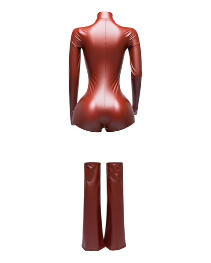 Long sleeve PU romper - Muvin 