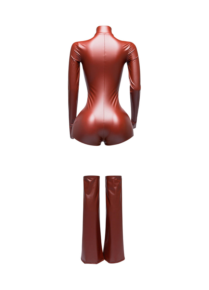 Long sleeve PU romper - Muvin 