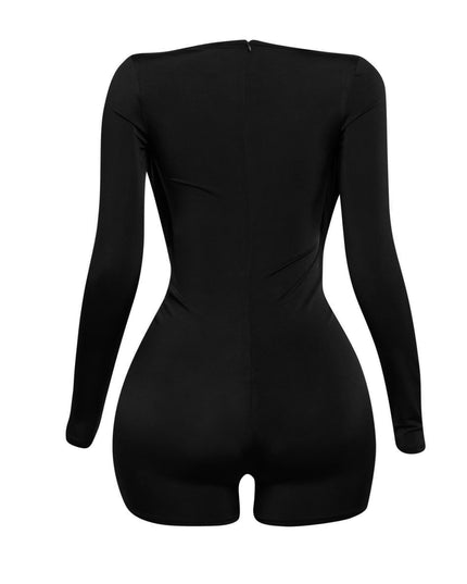 Deep cowl neck long sleeve romper - Muvin 