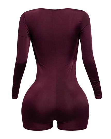 Deep cowl neck long sleeve romper - Muvin 
