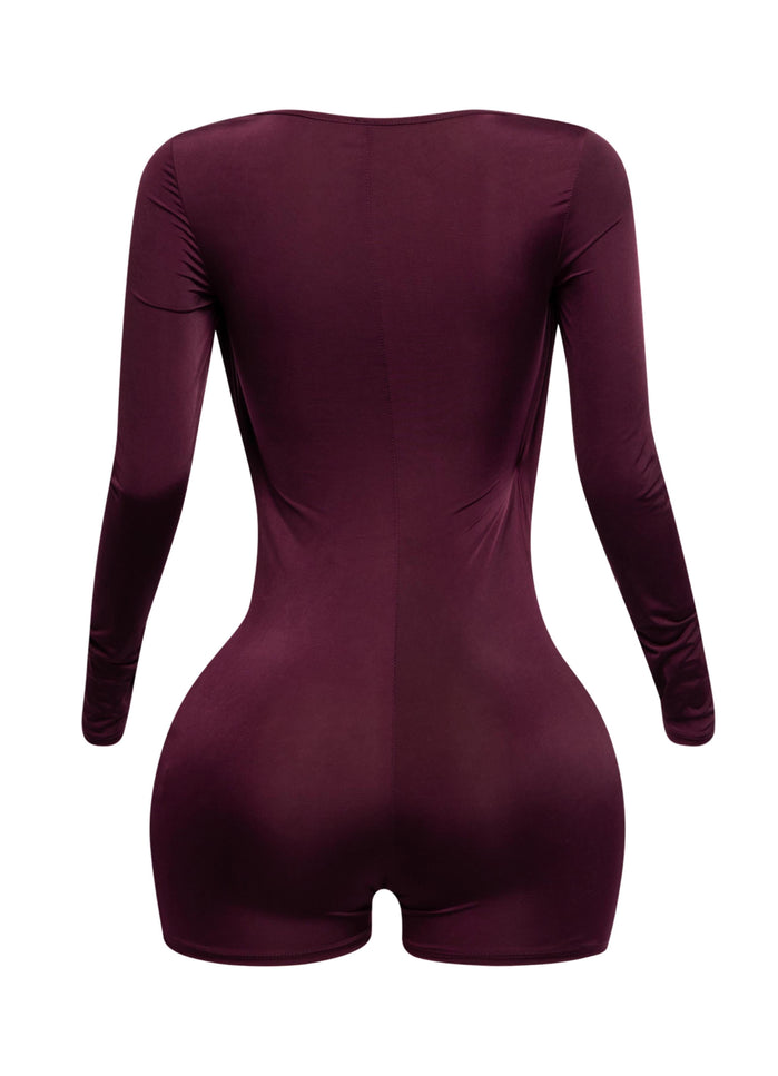 Deep cowl neck long sleeve romper - Muvin 