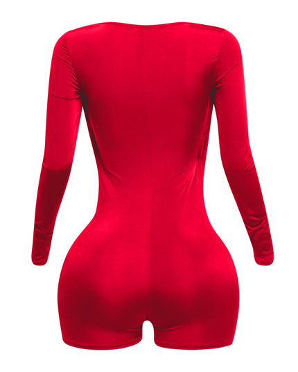 Deep cowl neck long sleeve romper - Muvin 