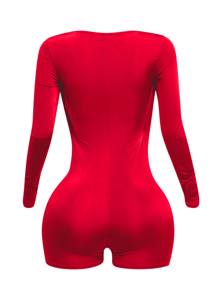 Deep cowl neck long sleeve romper - Muvin 