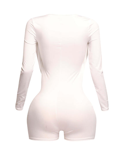 Deep cowl neck long sleeve romper - Muvin 