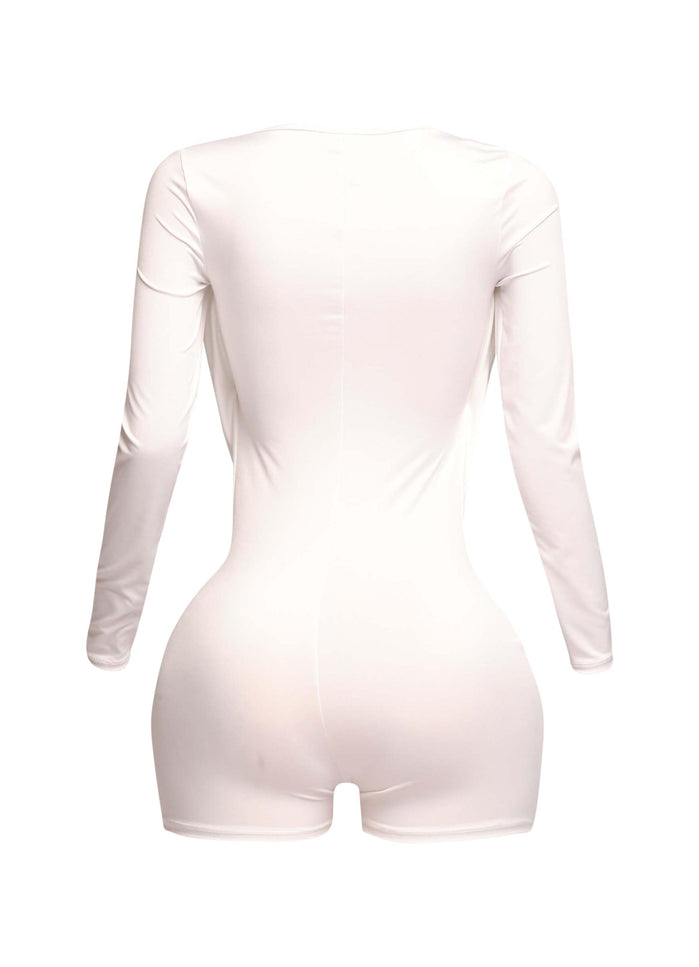 Deep cowl neck long sleeve romper - Muvin 