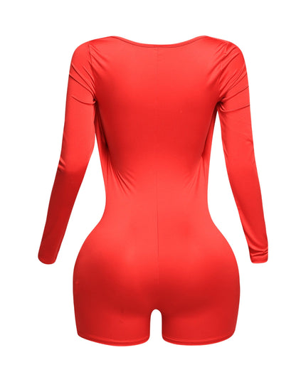 Deep cowl neck long sleeve romper - Muvin 