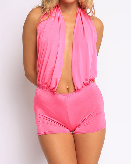 Low rise deep halter neck romper - Muvin 