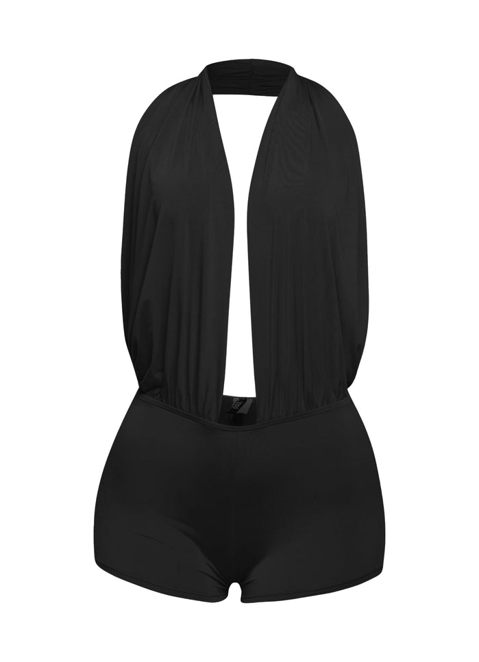 Low rise deep halter neck romper - Muvin 