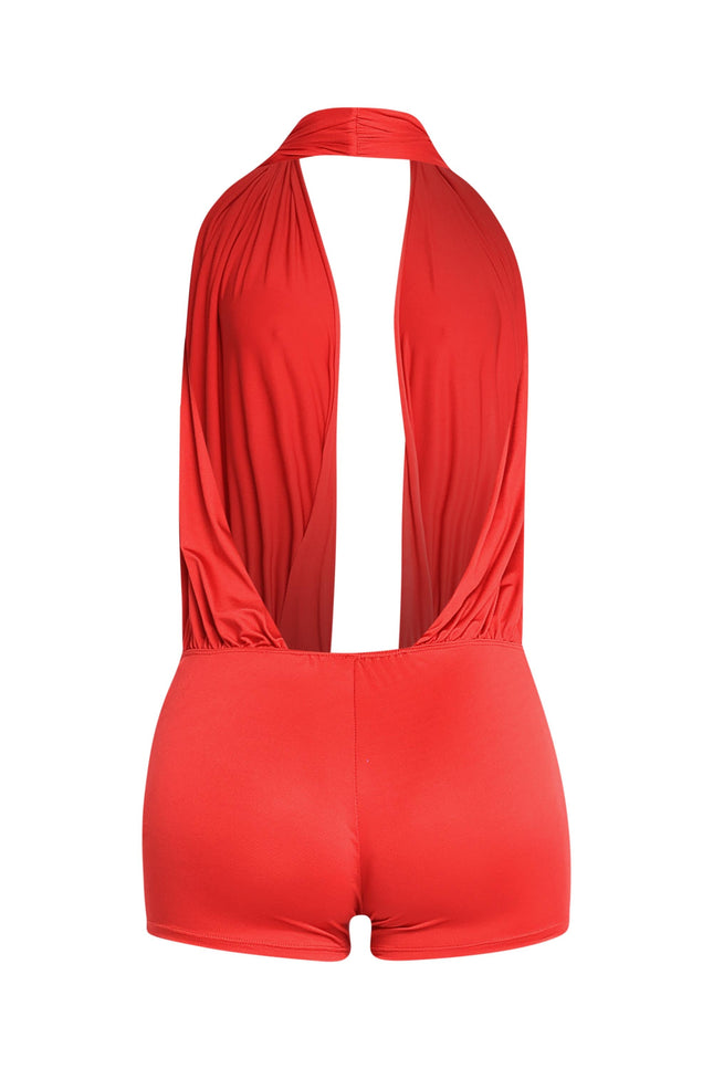 Low rise deep halter neck romper - Muvin 