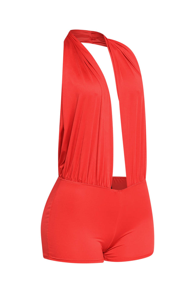 Low rise deep halter neck romper - Muvin 