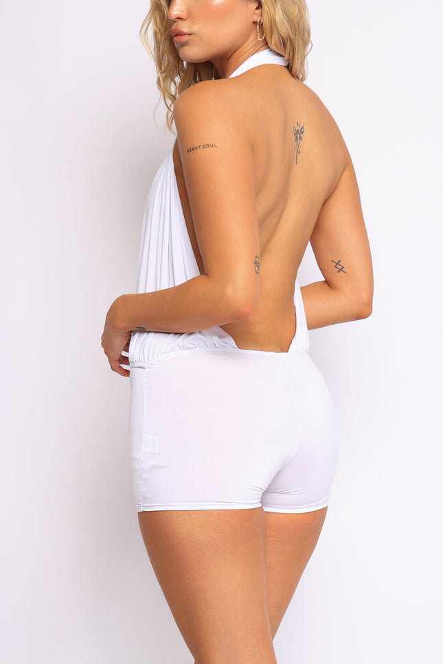 Low rise deep halter neck romper - Muvin 