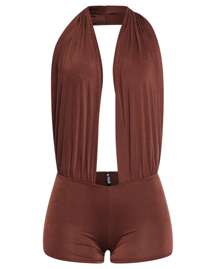 Low rise deep halter neck romper - Muvin 
