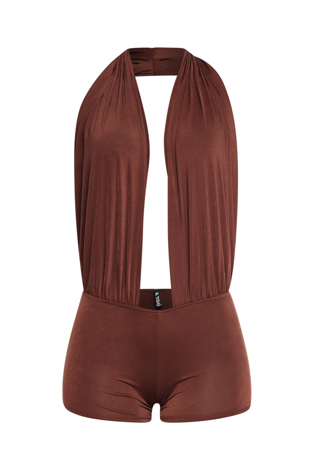 Low rise deep halter neck romper - Muvin 