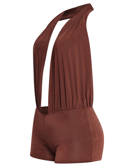 Low rise deep halter neck romper - Muvin 