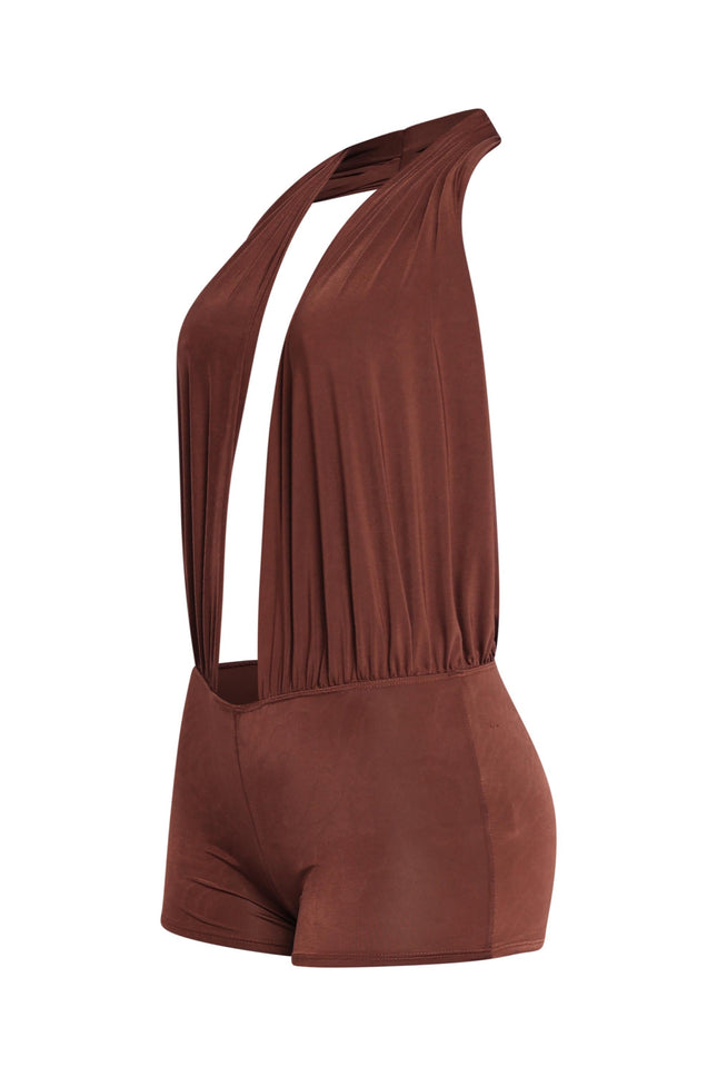 Low rise deep halter neck romper - Muvin 