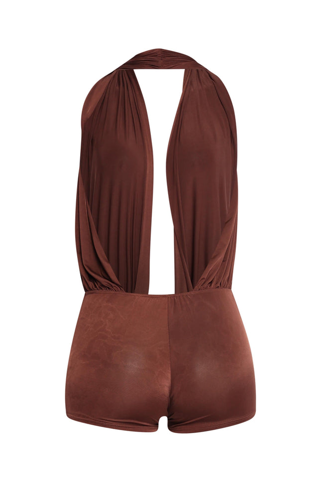 Low rise deep halter neck romper - Muvin 