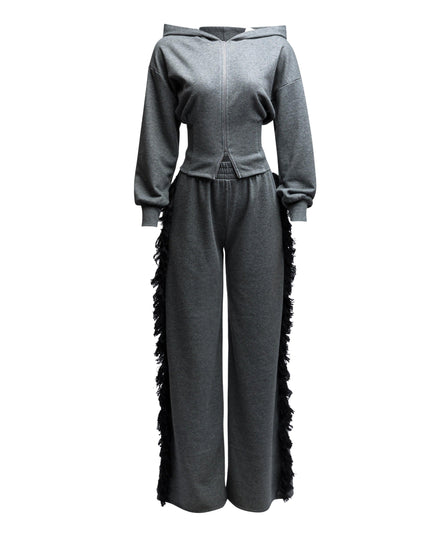 Hoodie jacket and side tassel pants set - Muvin 