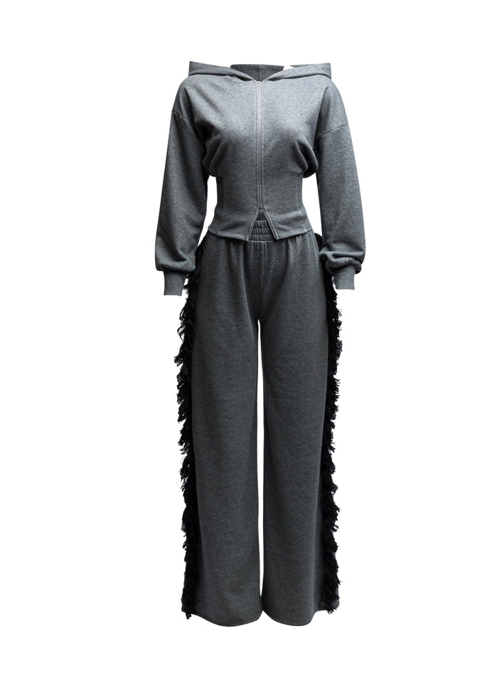 Hoodie jacket and side tassel pants set - Muvin 