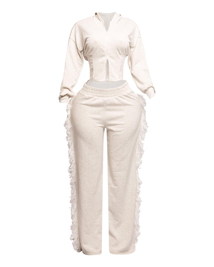 Hoodie jacket and side tassel pants set - Muvin 