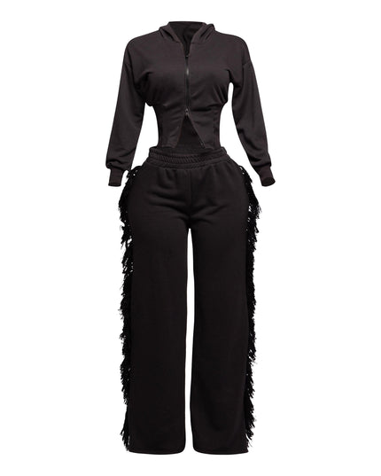 Hoodie jacket and side tassel pants set - Muvin 